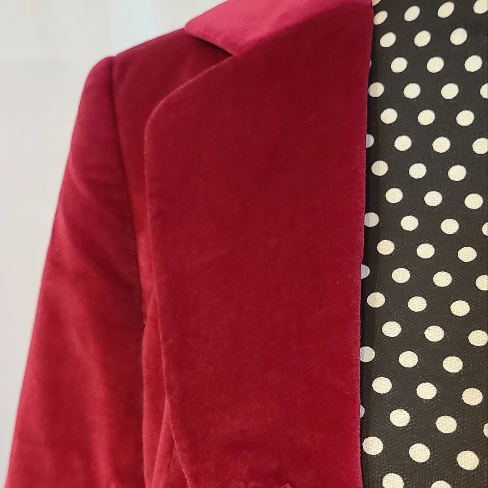 Talbot Petites Burgundy Velvet Looking Jacket - Picture 7 of 12